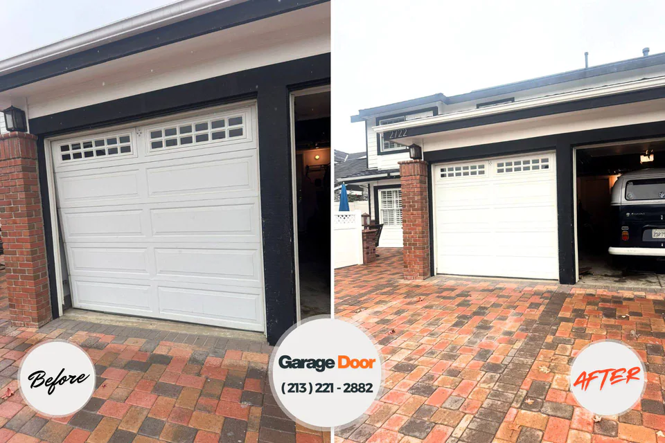 Before and after: garage door repair Paw Paw Lake, MI